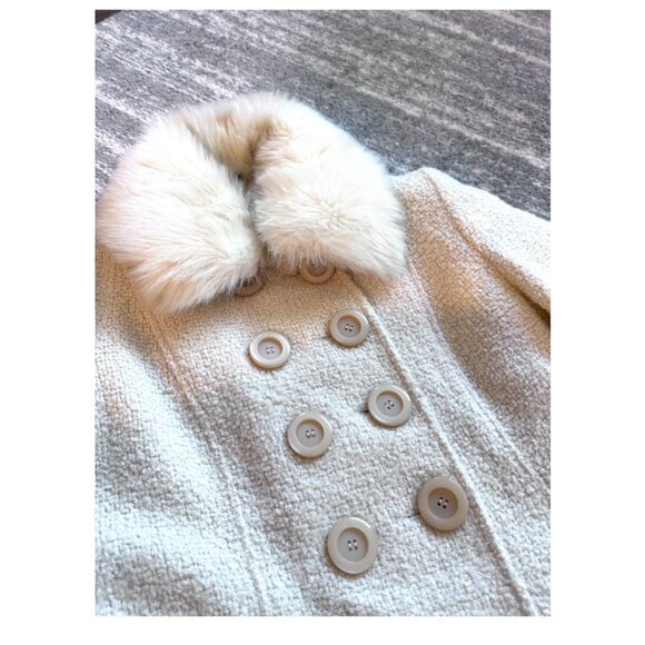 Guess Cream Boucle Pea Coat - Picture 3 of 5